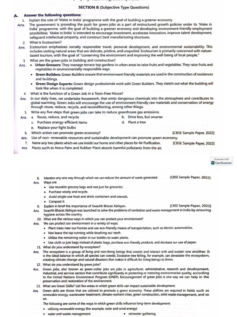 Green Skills Question and Answers | PDF