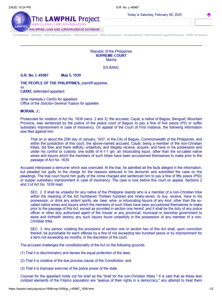 Supreme Court Ruling on Act No. 1639 | PDF | Property | Conscience