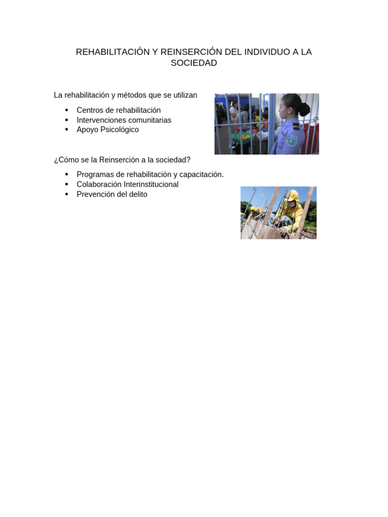 Rehabilitación y Reinserción Social | PDF