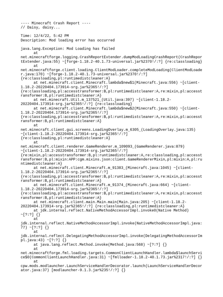 Minecraft Mod Loading Crash Report | PDF | Central Processing Unit ...