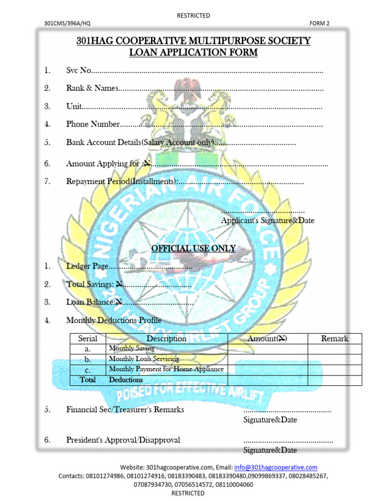 301HAG Cooperative Loan Application Form | PDF | Private Sector ...