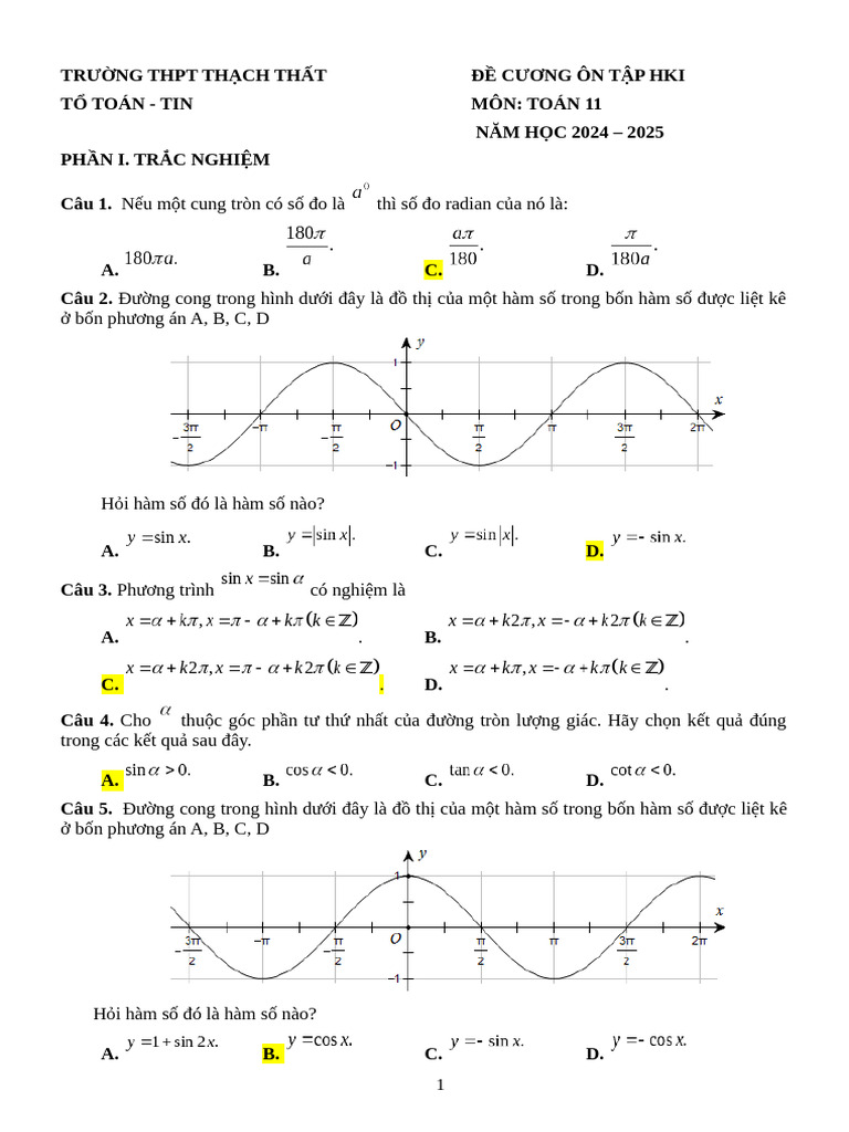 ĐỀ CƯƠNG T11 CD HK1 | PDF