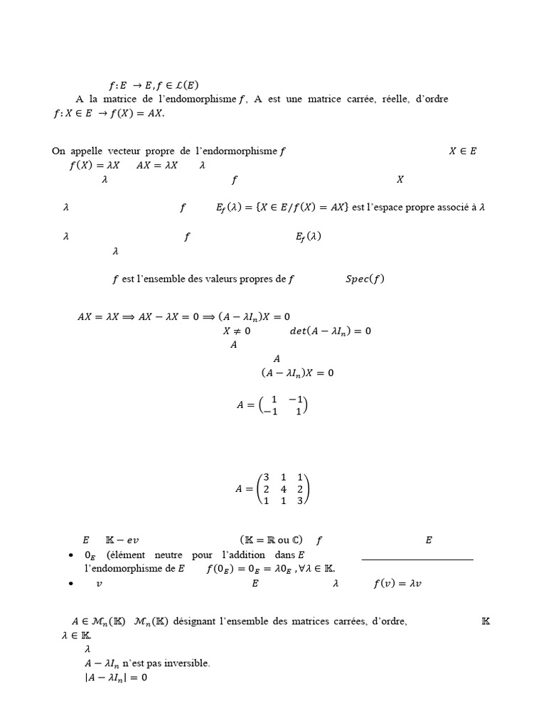 Réduction matricielle et valeurs propres | PDF | Valeur propre, vecteur ...