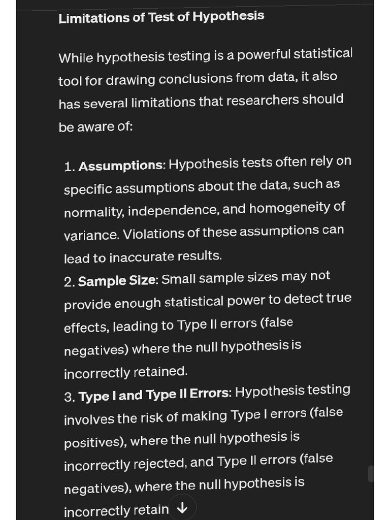 Limitations of Test of Hypothesis. What Precautions The Researcher Must ...