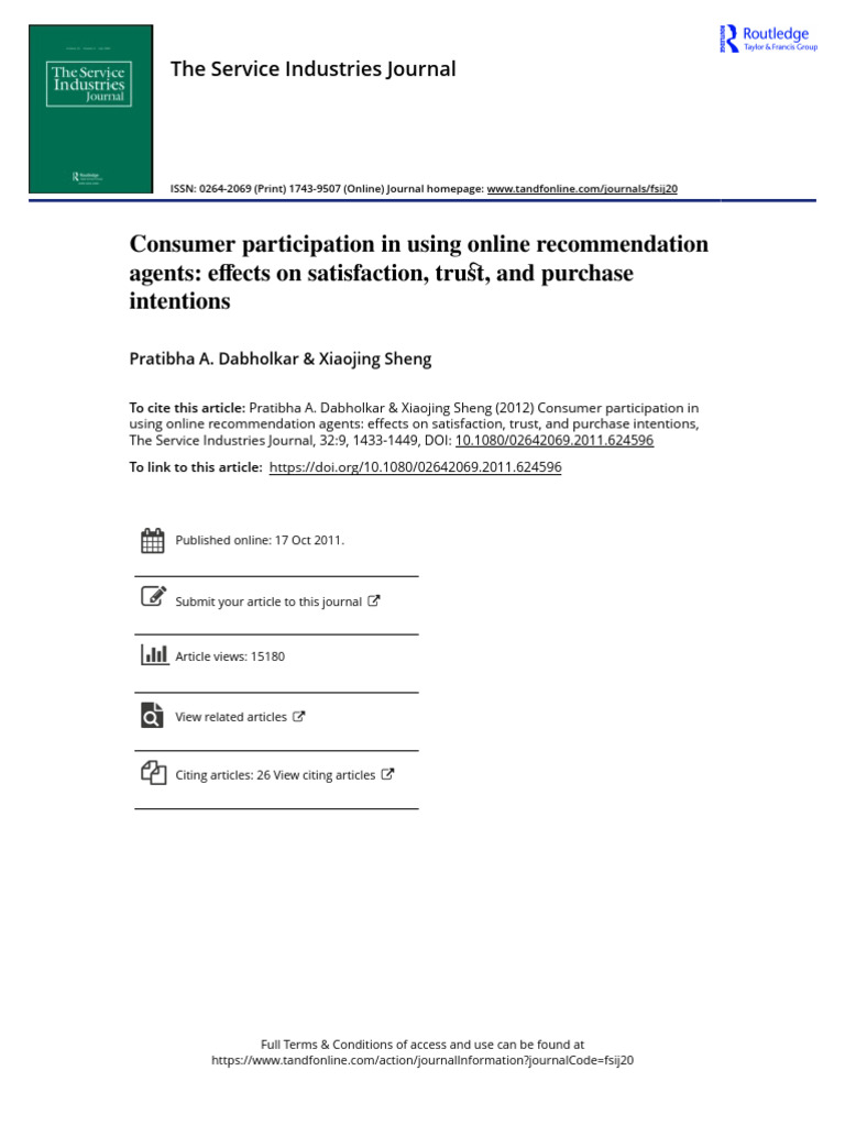 Consumer Participation in Using Online Recommendation Agents Effects On ...