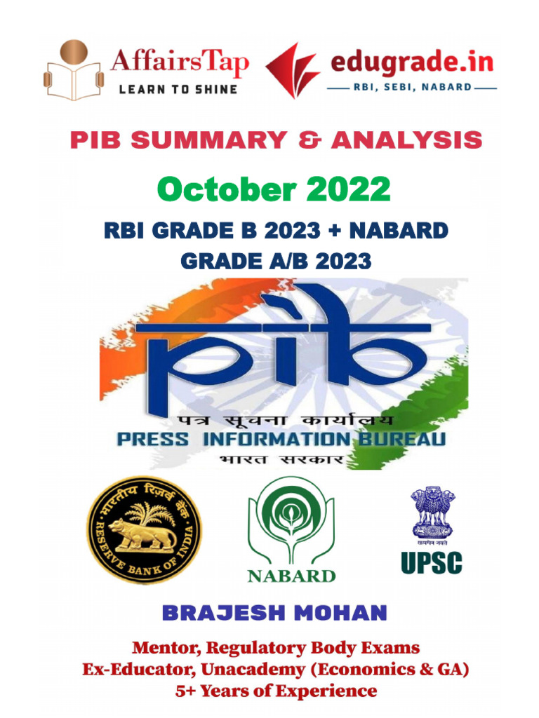 PIB Summary and Analysis - Oct 2022 (1) | PDF