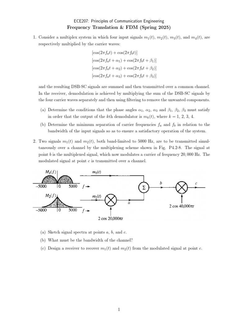 Practice Problems On Freq Translation and FDM | PDF