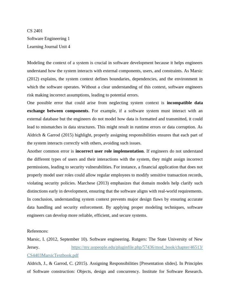 CS 2401 Discussion Assignment Unit 4 | PDF | System | Software