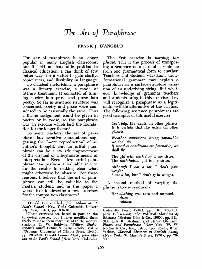 Mastering the Art of Paraphrase | PDF | Sentence (Linguistics) | Syntax
