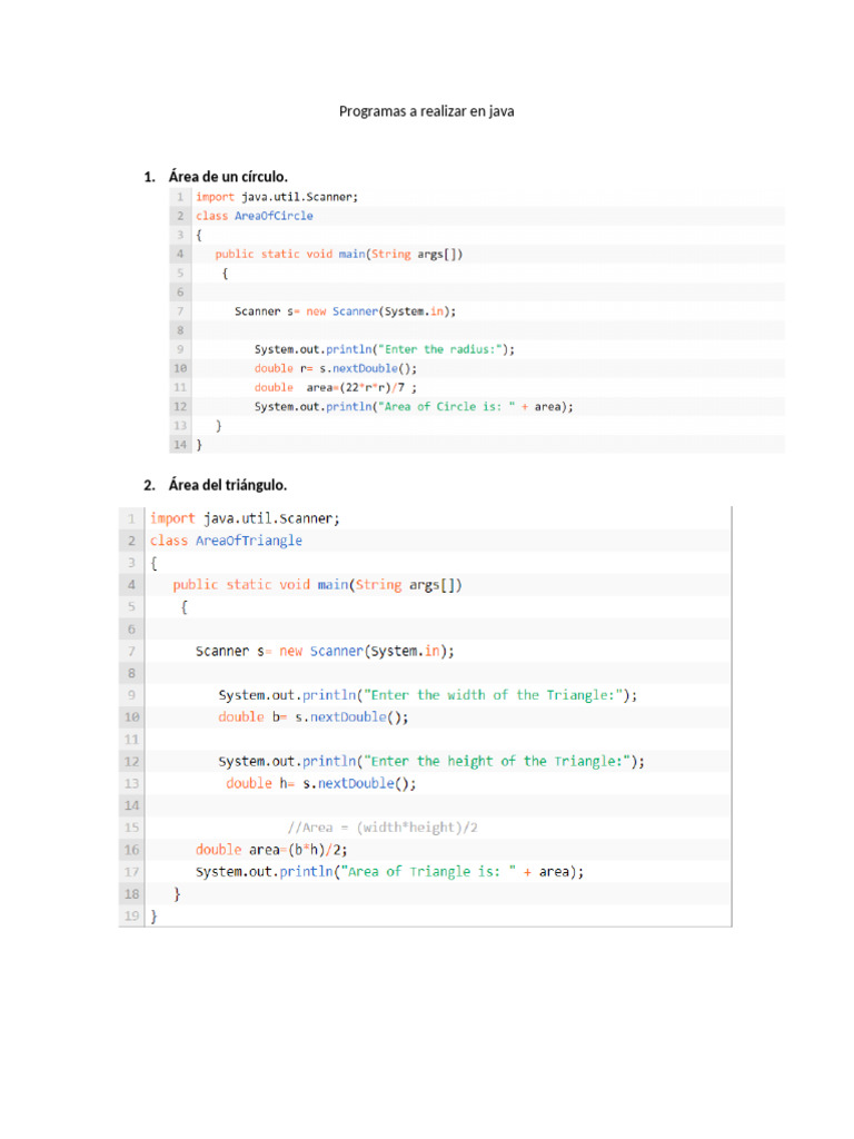 Programas a realizar en java 8vo (5) | PDF