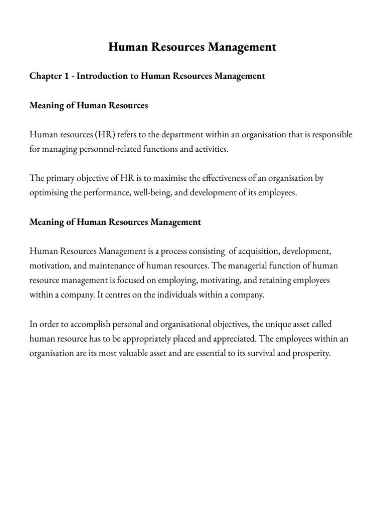Human Resources Management Overview | PDF | Human Resource Management ...