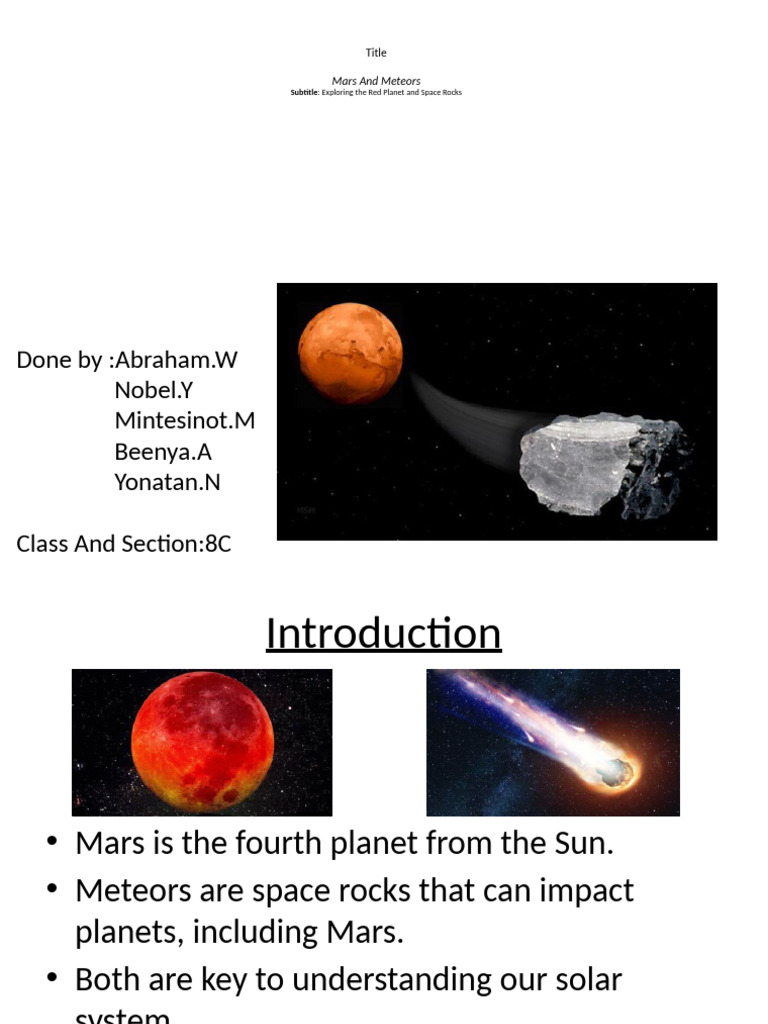 New Presentation About Mars and Meteors Physics Project, Abi | PDF ...