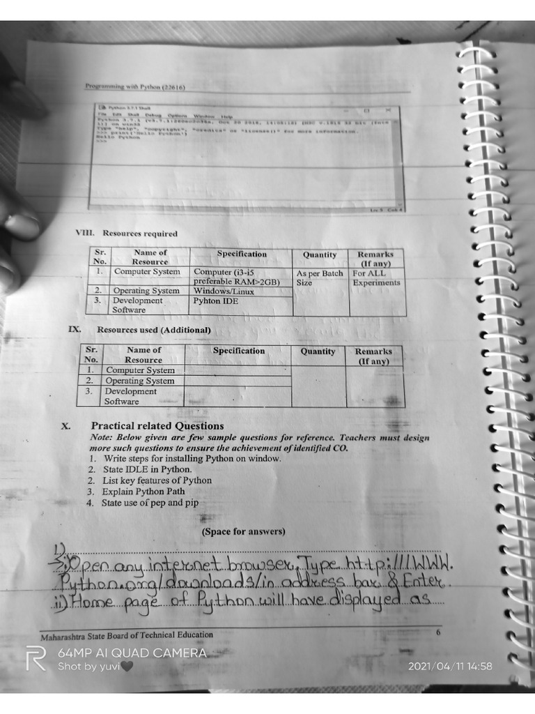 Python Complete Manual Msbte Campus Academy | PDF