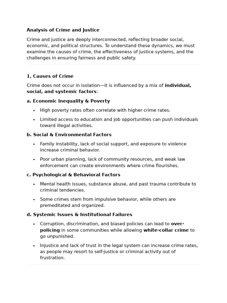 Crime and Justice: Causes and Solutions | PDF | Crimes | Crime & Violence