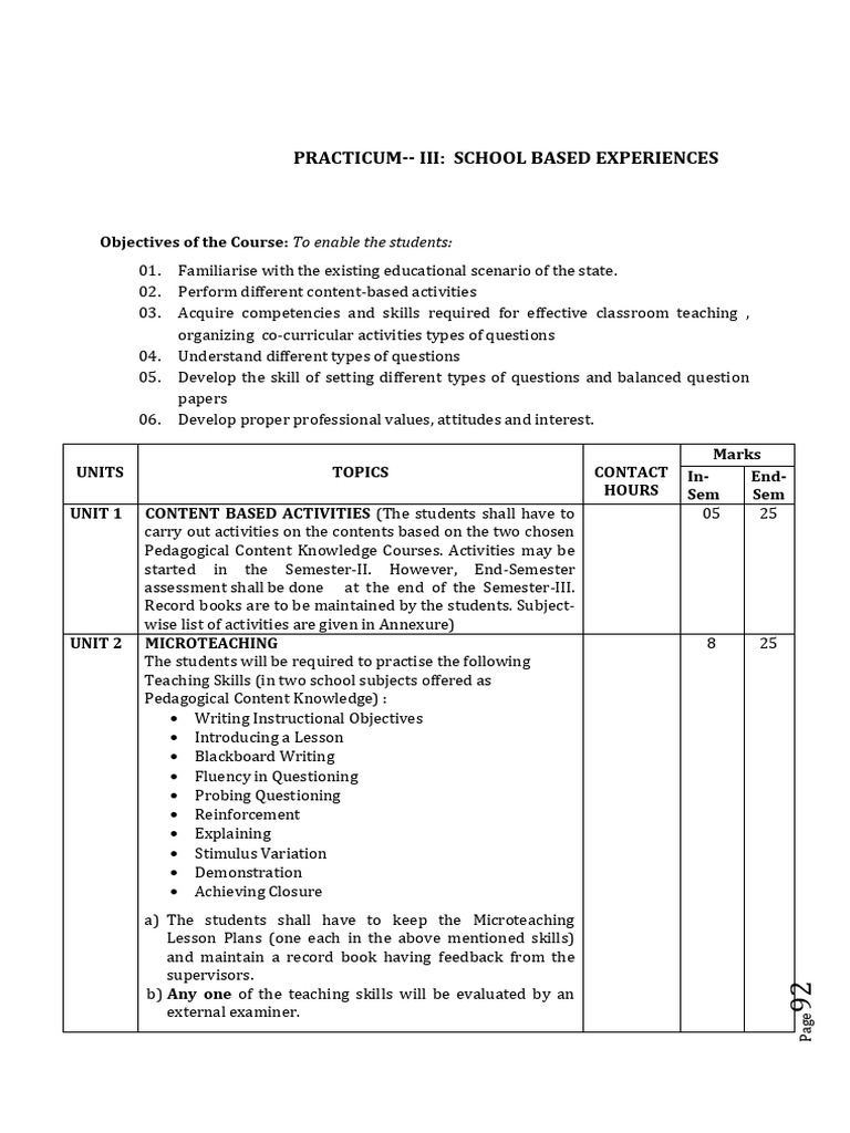 B.Ed Practicum: School Experiences | PDF | Educational Assessment ...