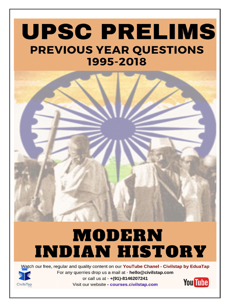 UPSC Modern Indian History MCQs Guide | PDF | Indian Rebellion Of 1857 ...
