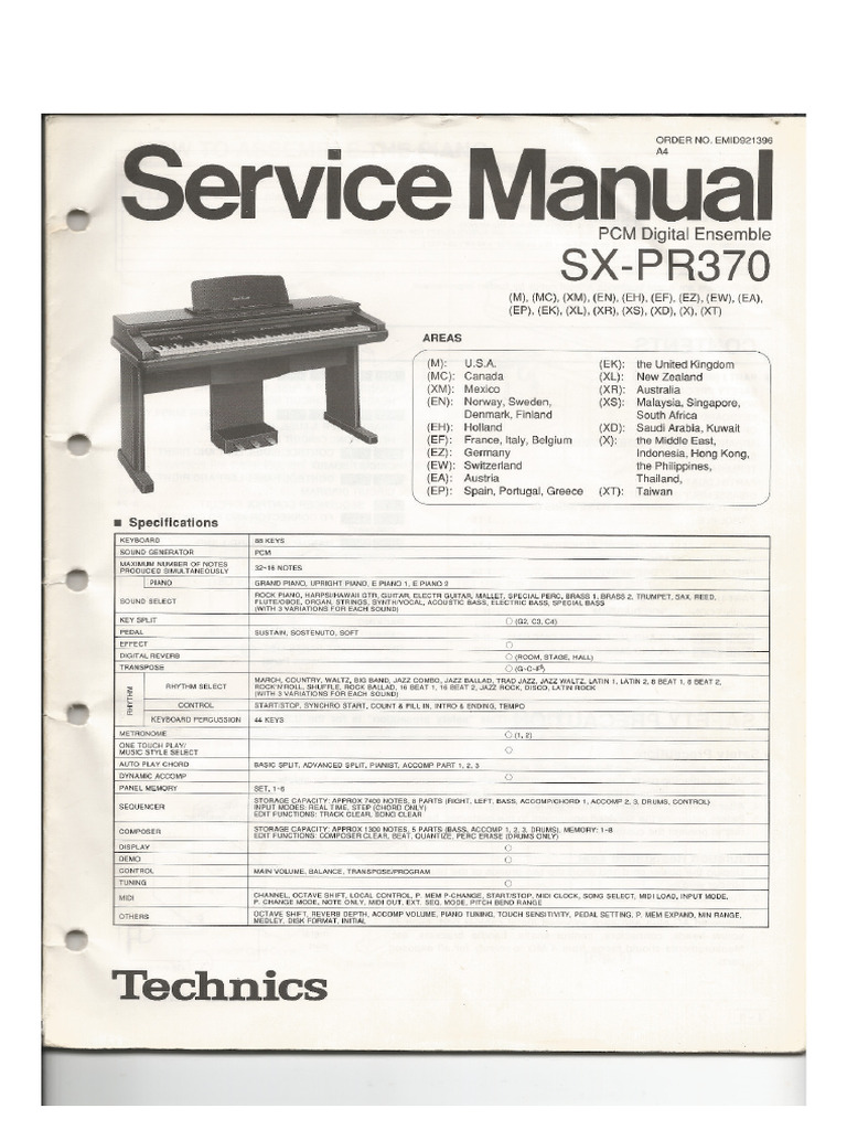 Technics SX Pr370 Service Manual 481545 | PDF