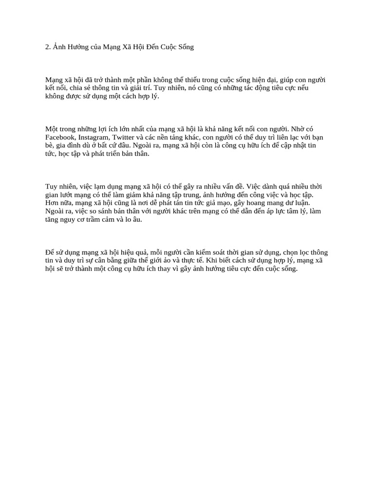 Ảnh Hưởng MXH | PDF