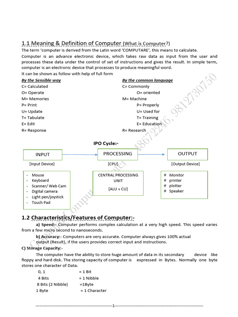 Computer Fundamentals Overview | PDF | Computer Hardware | Byte