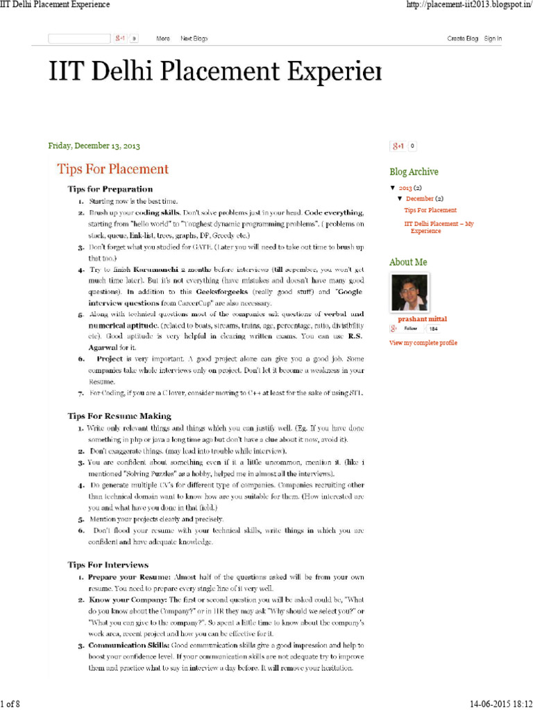 Iit Delhi Placement Pdf
