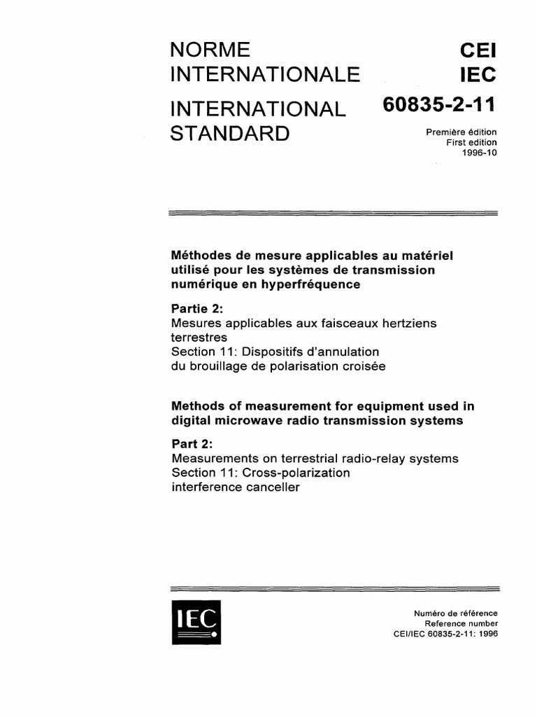 IEC 60835-2-11-1996 Scan | PDF | Commission électrotechnique ...