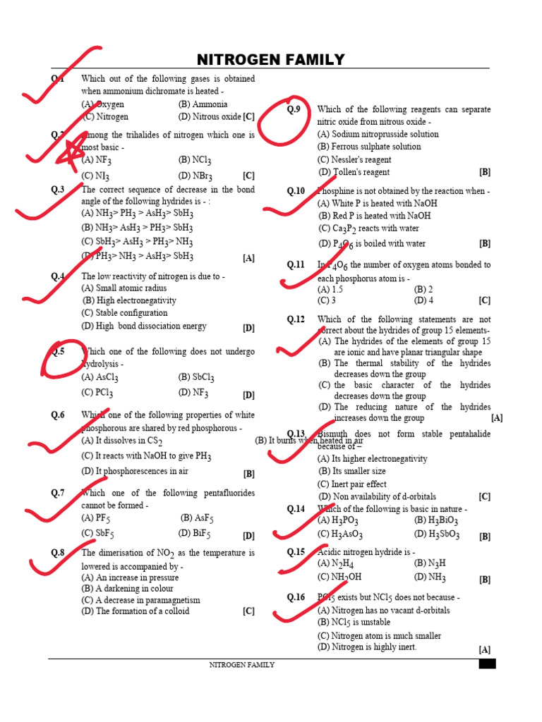 Nitrogen Sir Sheet | PDF | Nitrogen | Chlorine