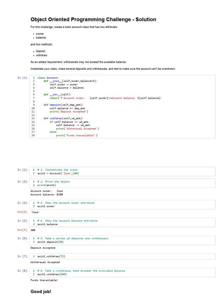 Bank Account Class Implementation | PDF
