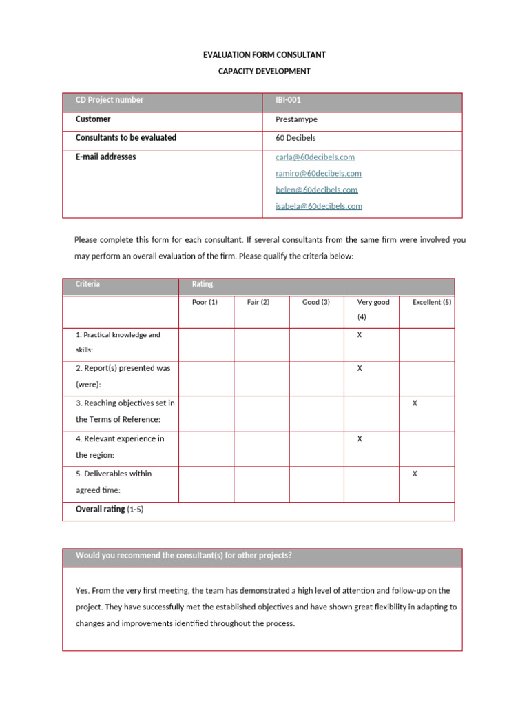 Evaluation Form 60 DB | PDF