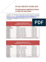 CALENDARIO DEL CIRCUITO JUVENIL 2012 