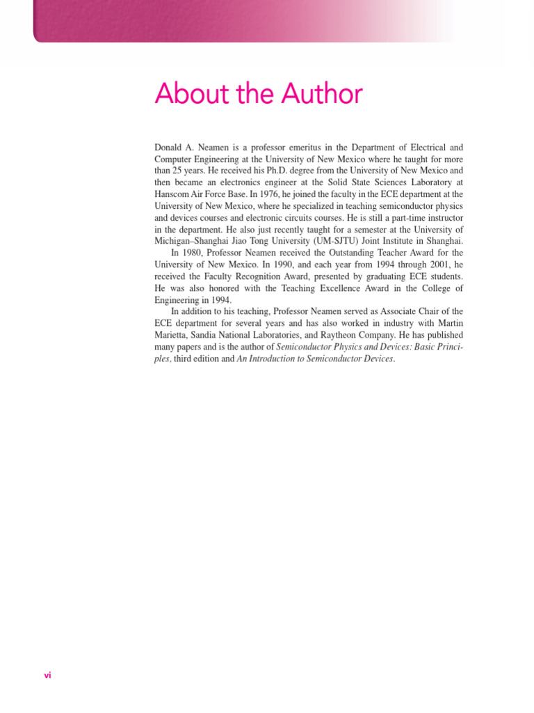 About The Author: Semiconductor Physics and Devices: Basic Princi-Ples ...