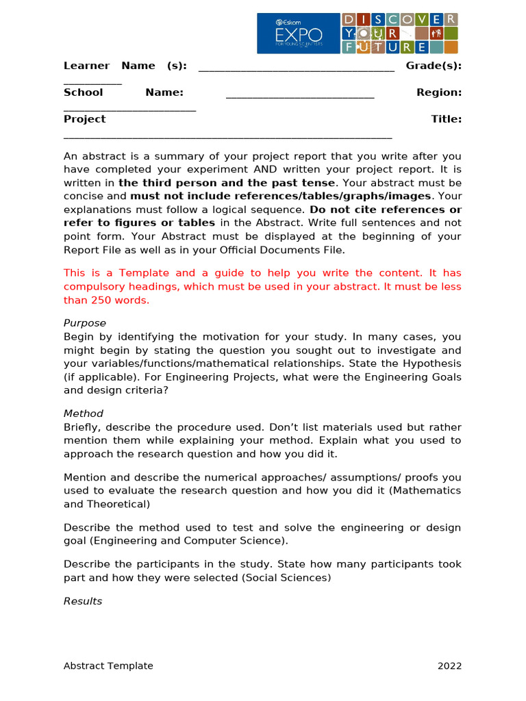 Abstract Writing Template Guide | PDF | Mathematics | Question