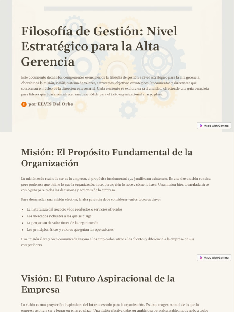 Filosofía de Gestión para Alta Gerencia | PDF | Business | Toma de ...