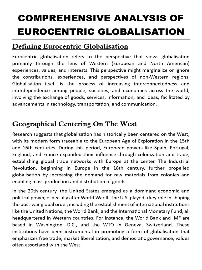 Eurocentric Perspectives on Globalisation | PDF | Globalization | Trade