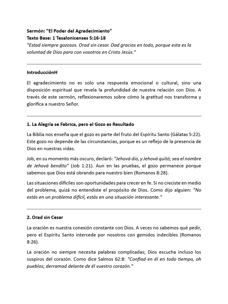 El Poder Transformador del Agradecimiento | PDF | Fruto Del Espiritu ...
