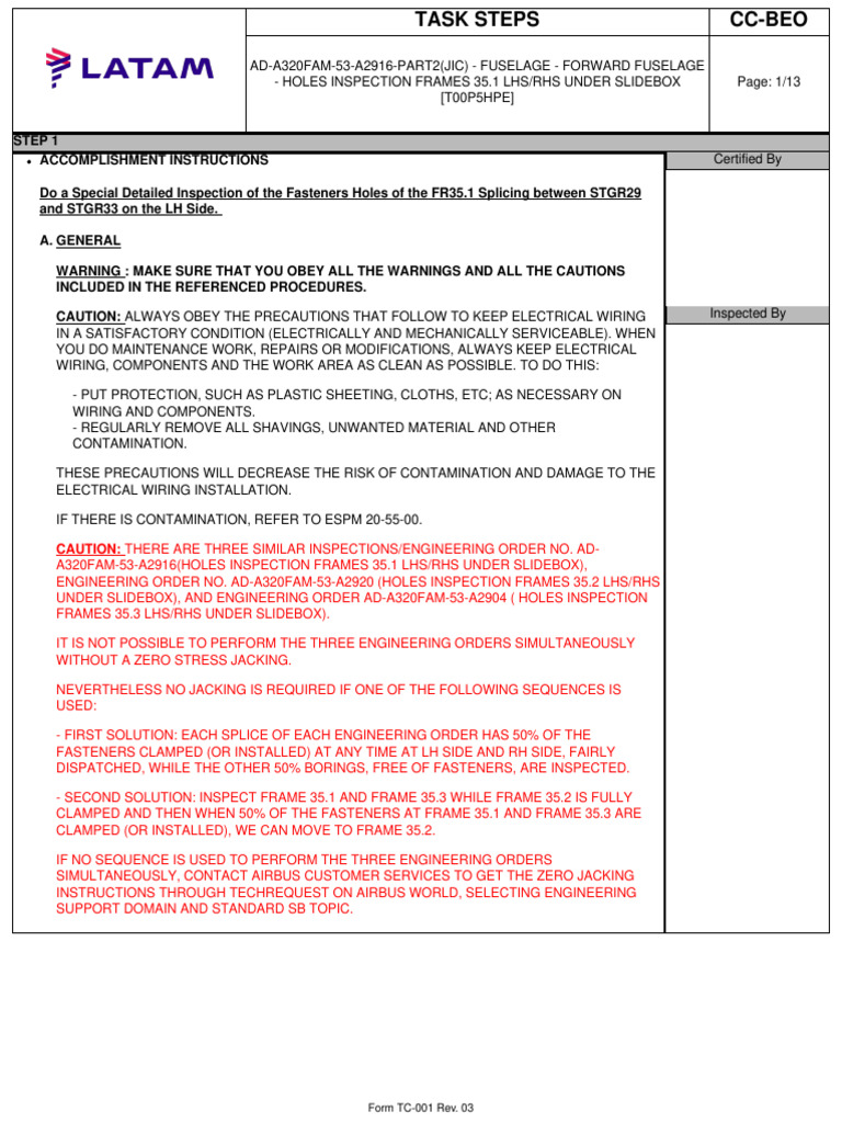 FR35.1 Fastener Inspection Guide | PDF | Nut (Hardware) | Landing Gear