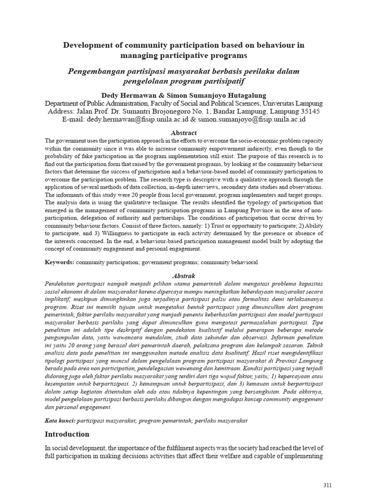 Development of Community Participation Based On | PDF | Self Efficacy ...