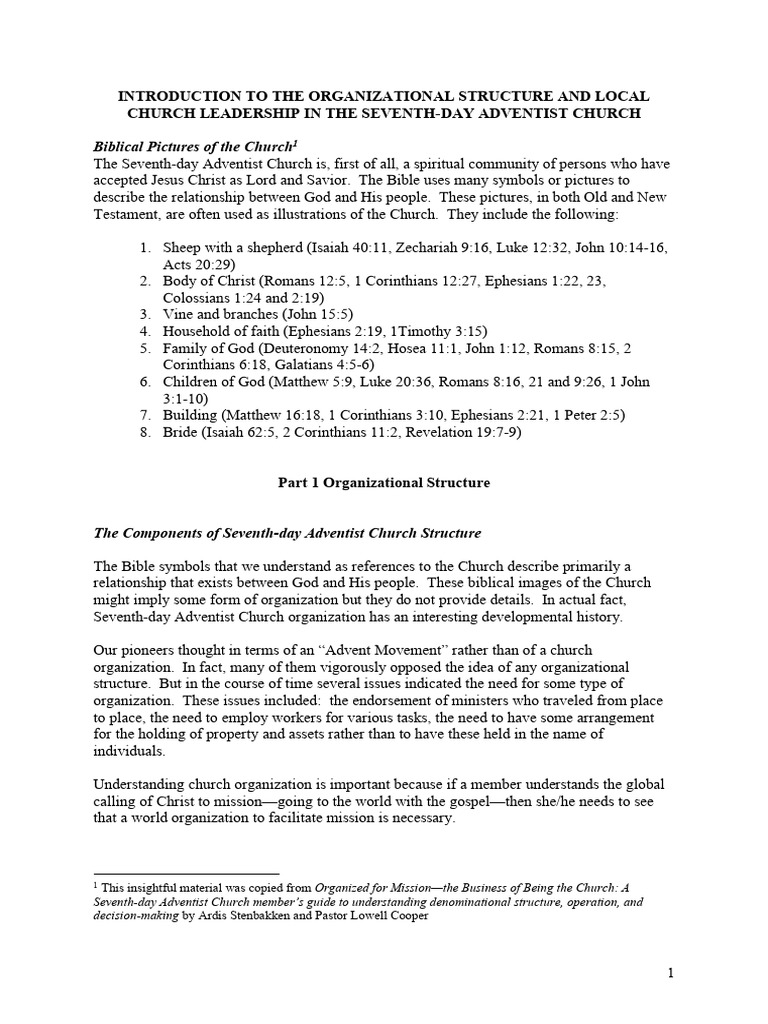 Introduction to the organizational structure and local church