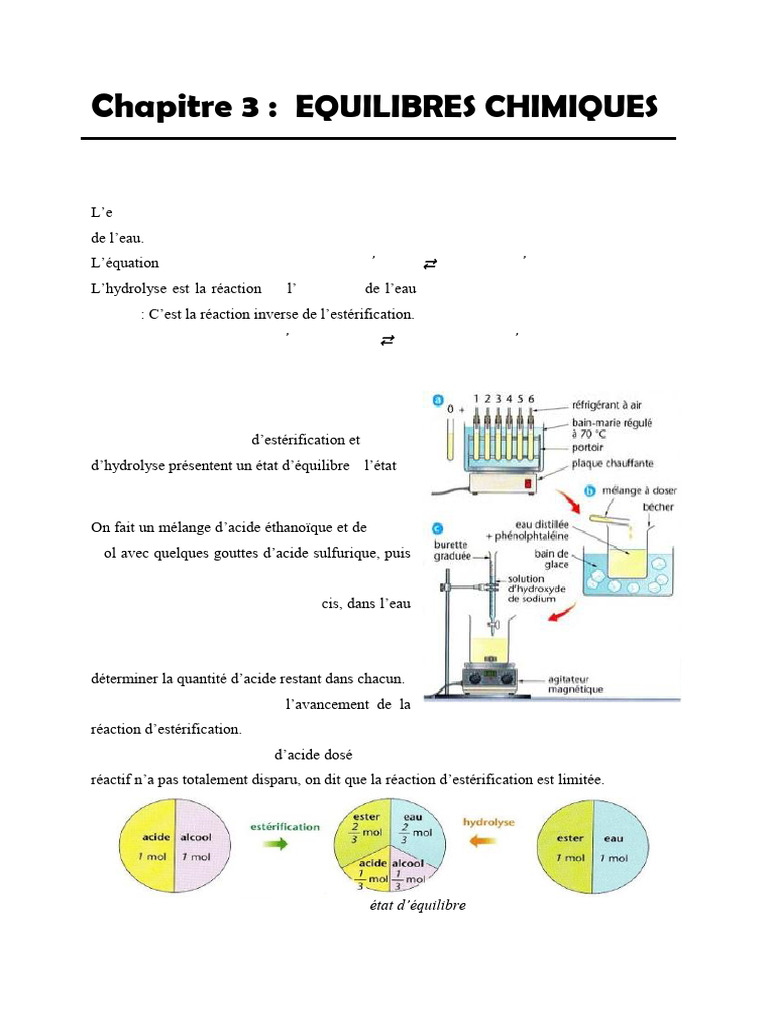 Équilibres chimiques : estérification et hydrolyse | PDF | Équilibre ...