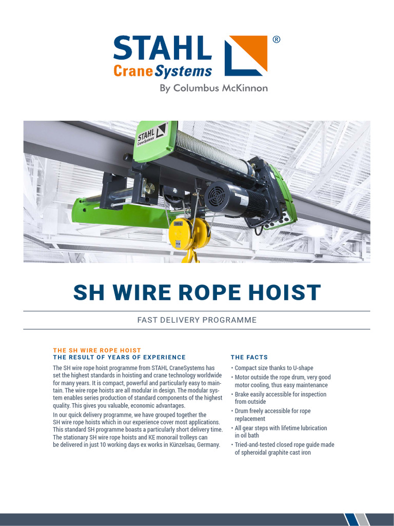 SH 4012-20 Wire Rope Hoist Manual | PDF | Crane (Machine) | Electrical ...