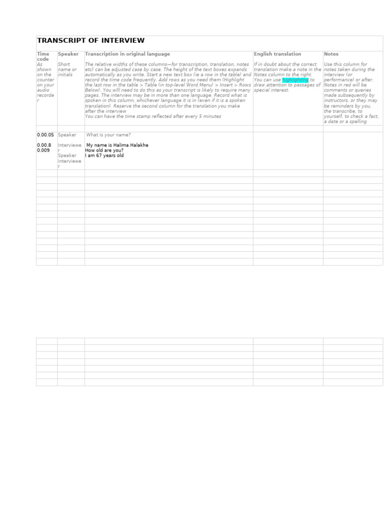 TRANSCRIPT OF INTERVIEW- guide | PDF