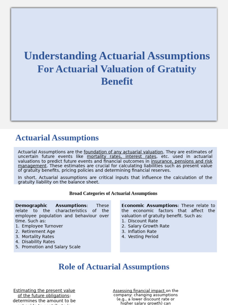 Actuarial Assumptions in Gratuity Valuation | PDF | Actuarial Science ...