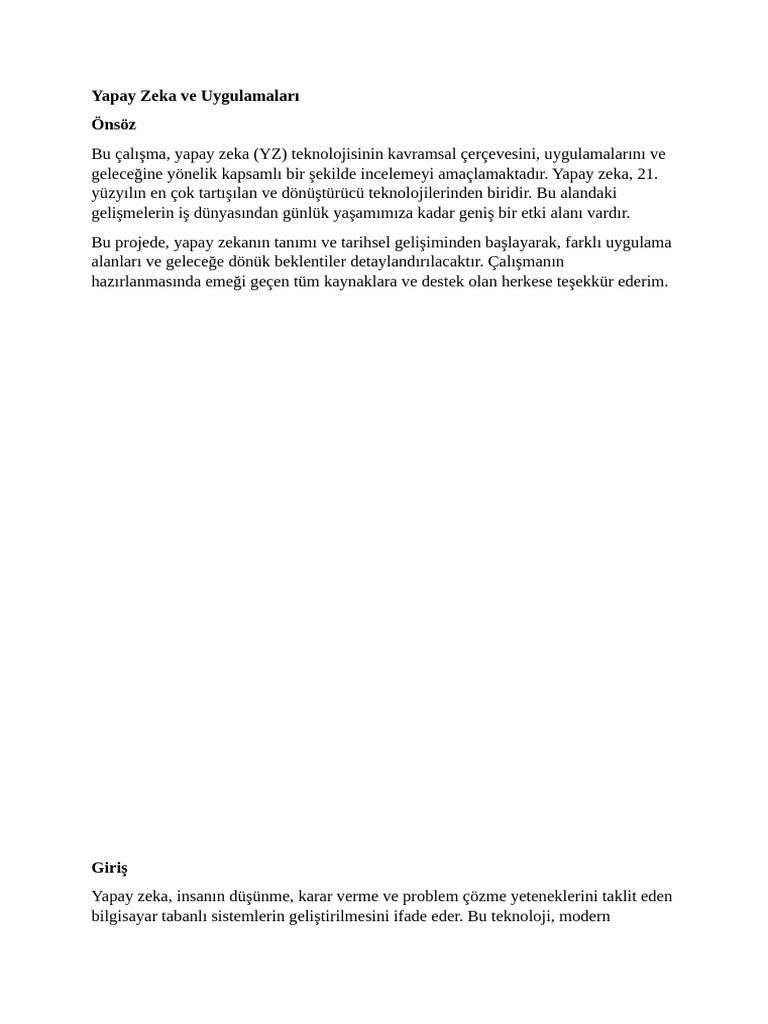 Yapay Zeka Ve Uygulamaları Örnek | PDF