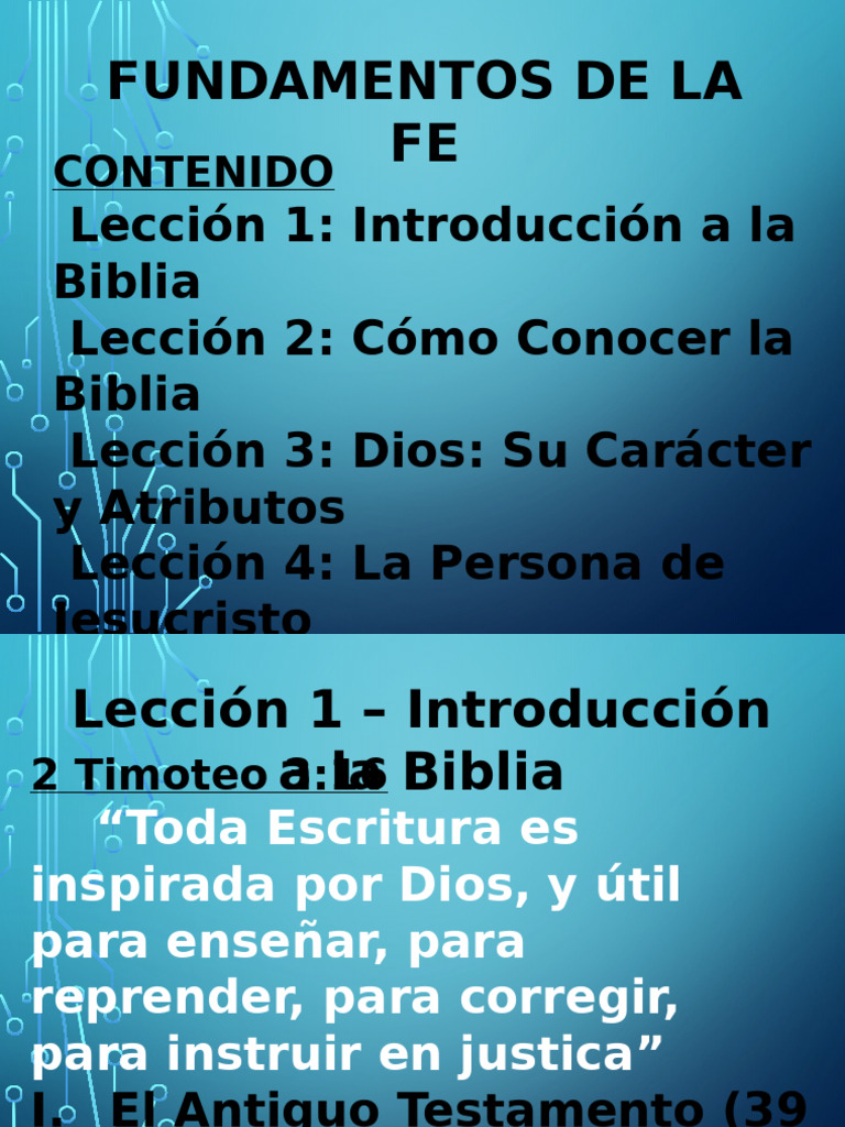 Fundamentos de la Fe Cristiana | PDF | Dios | Biblia