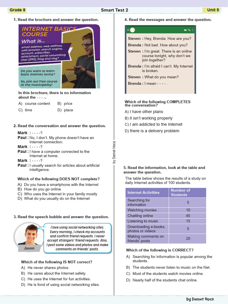 8.5 Smart Test 2 | PDF | Online And Offline | Internet