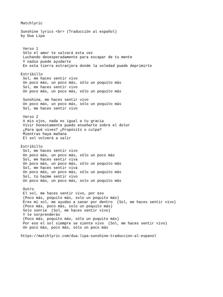 Letra y traducción de 