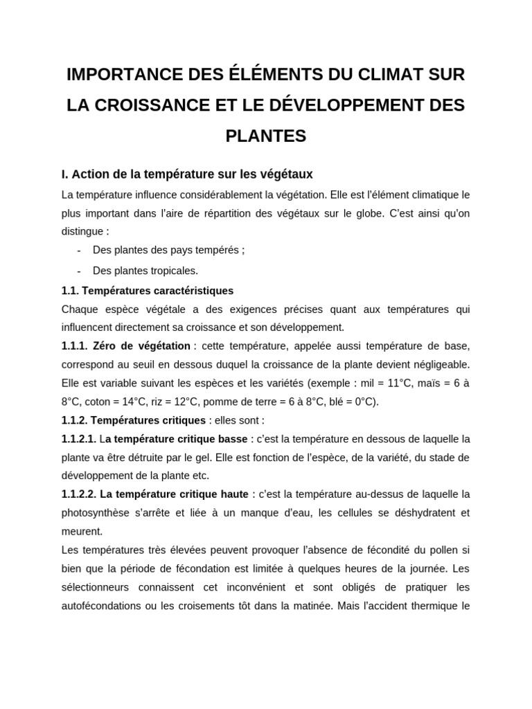 Impact du climat sur la croissance des plantes | PDF
