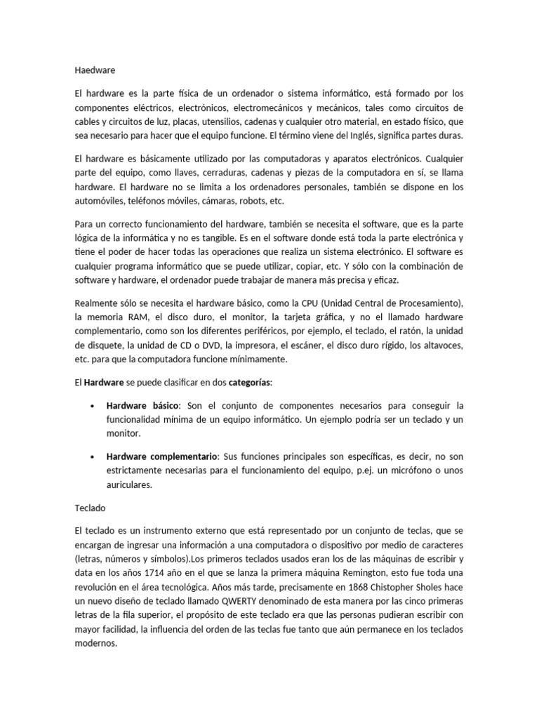 Guía Completa sobre Hardware Informático | PDF | Hardware de la ...
