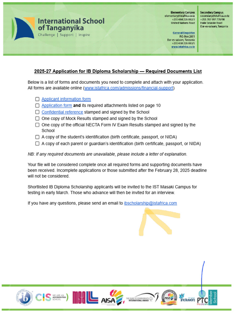 IB Diploma Scholarship Application Guide | PDF