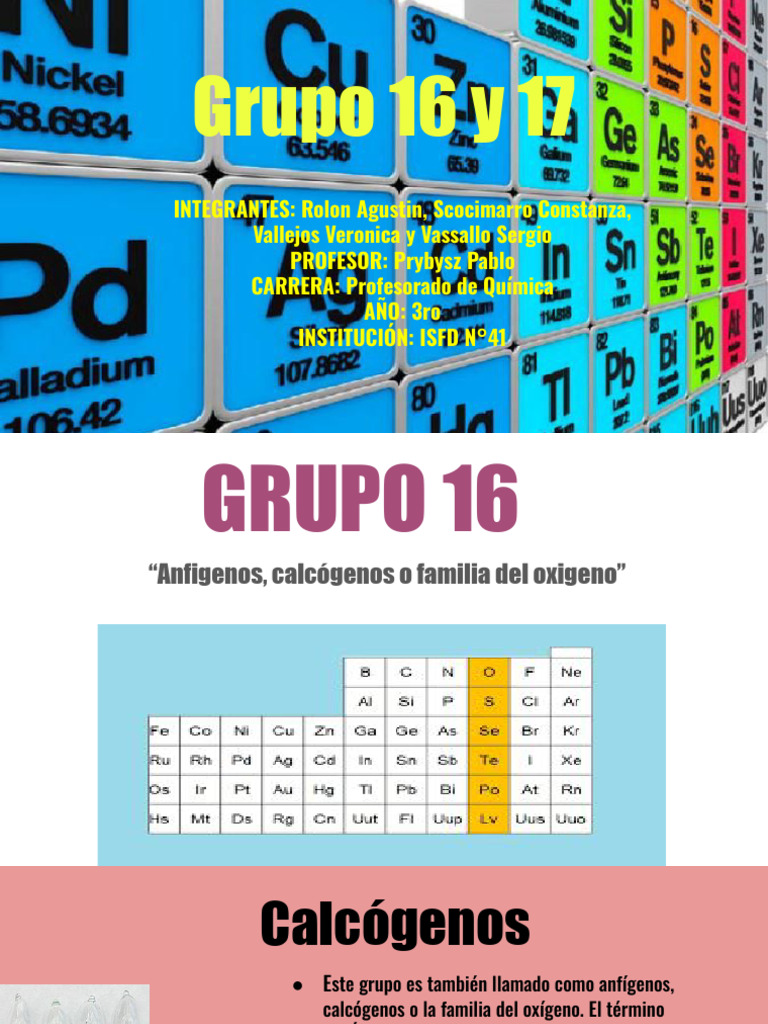 Grupo 16: Calcógenos y Selenio | PDF | Selenio | Azufre