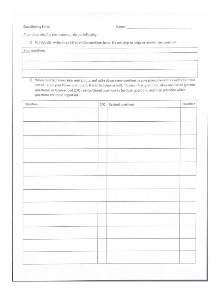 Sea Otter Questioning Form | PDF